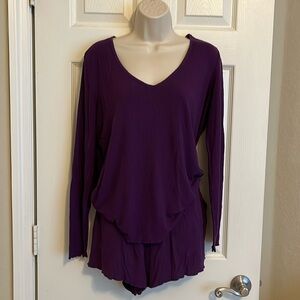 Torrid 0 00 Purple Ribbed Knit Pajamas Top Shorts
